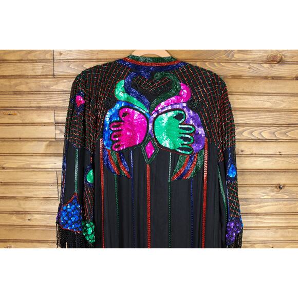 Sparkling Exclusive Vintage Silk Sequin and Beaded Duster Opera Robe Special - Picture 5 of 13